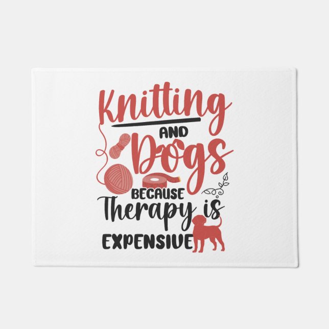 Knitting Knitter Dog Knitting And Doormat (Front)