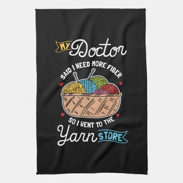 Knitting Knitter Tea Towel (Vertical)