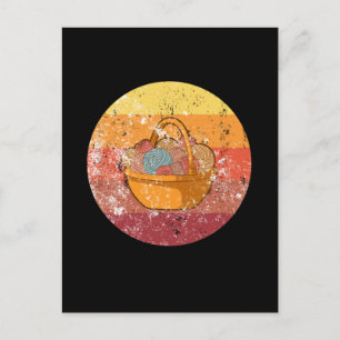 Knitting Knitting Basket With Wool Postcard