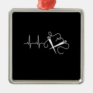 Knitting - Knitting Needles Heartbeat Metal Tree Decoration