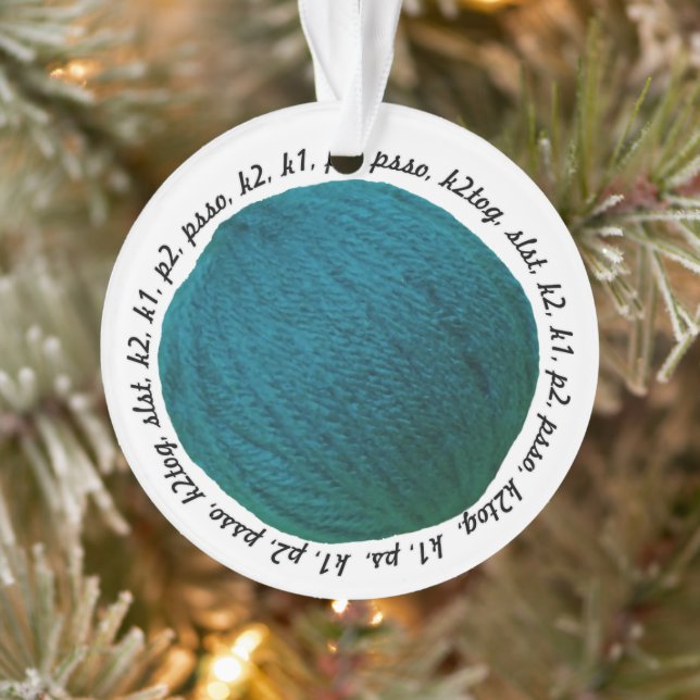 Knitting Lingo Yarn Ball Teal Crafts Ornament (Tree)