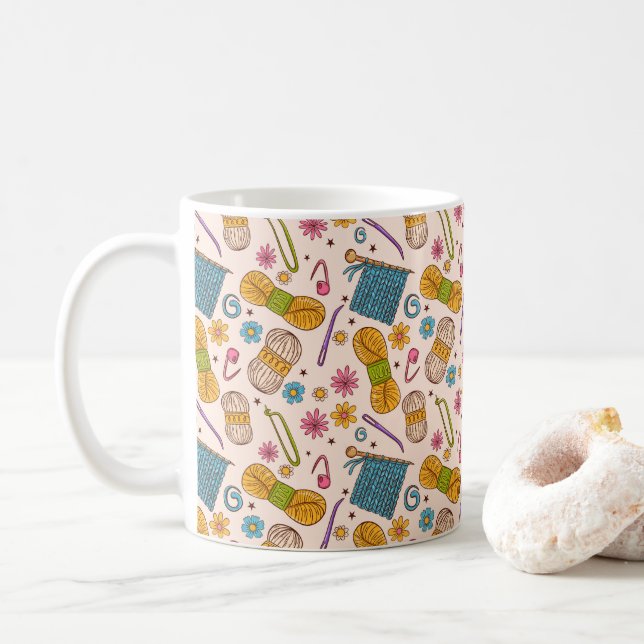 Knitting Love Coffee Mug (With Donut)