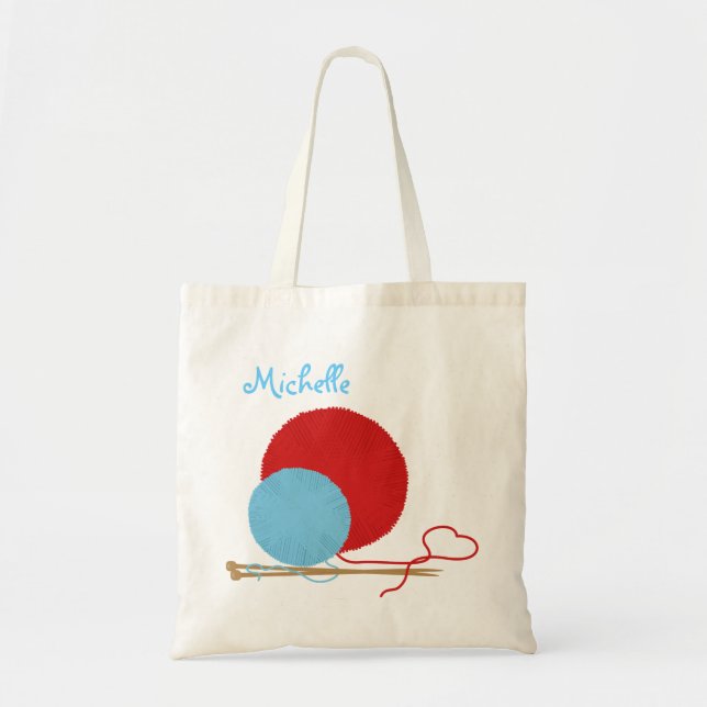 Knitting Love Personalised Tote Bag (Front)