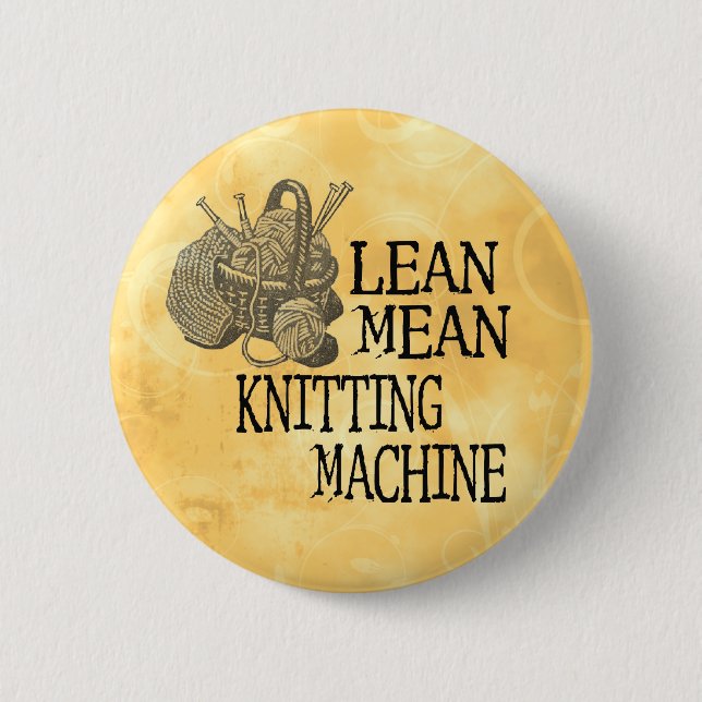 Knitting Machine 6 Cm Round Badge (Front)