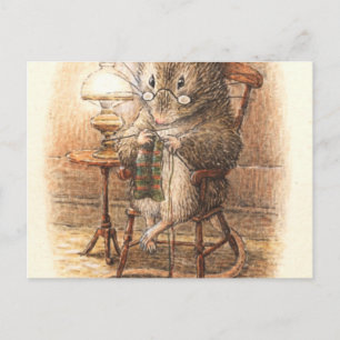 Knitting Mouse - Beatrix Potter Postcard