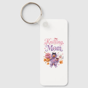 Knitting Mum Halloween Aluminium Rectangle Keychai Key Ring