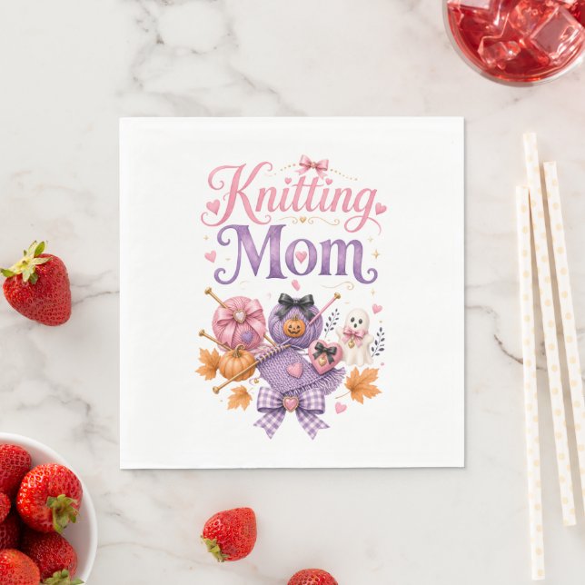 Knitting Mum Halloween Paper Napkins (Insitu)