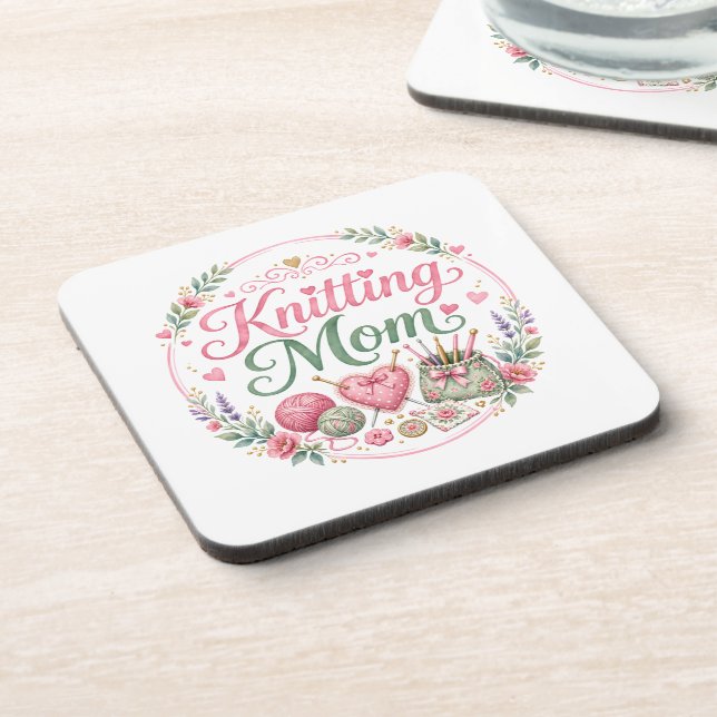 Knitting Mum - Hard Plastic Coasters (6/Pack) (Left Side)