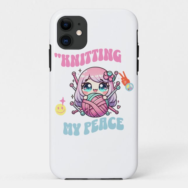 Knitting My Peace – Conscious Kawaii Design for Kn Case-Mate iPhone Case (Back)