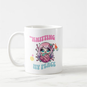 Knitting My Peace – Kawaii mindful design for knit Coffee Mug