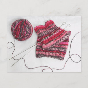 Knitting Needles and Yarn Ball Postcard