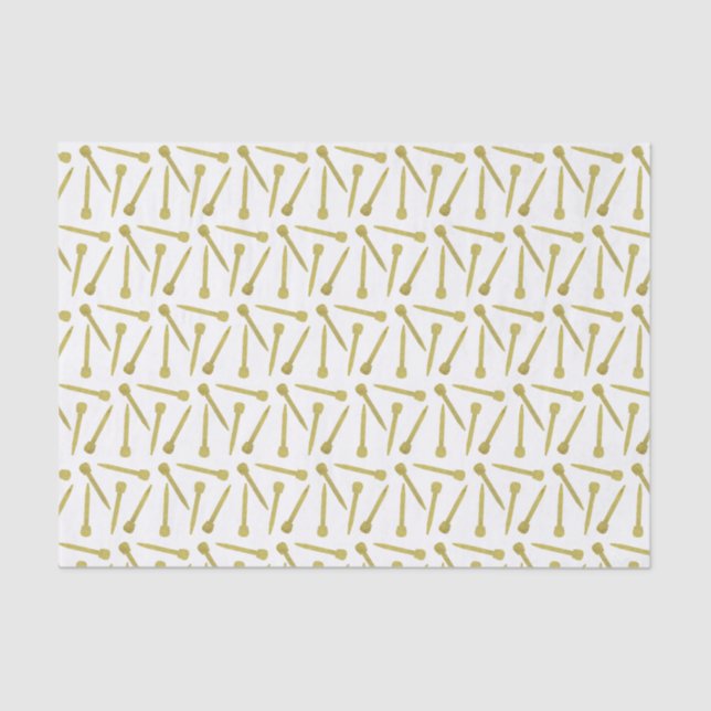Knitting Needles Crafts Faux Gold Foil Texture Tissue Paper (Front)