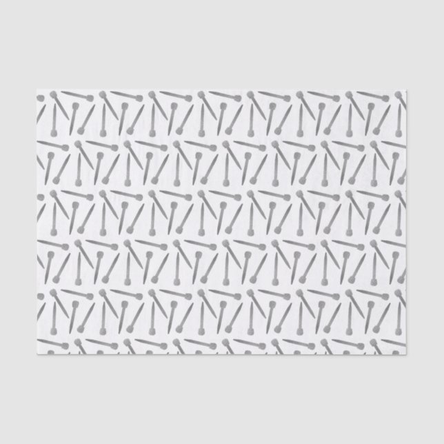 Knitting Needles Crafts Faux Silver Foil Texture Tissue Paper (Front)