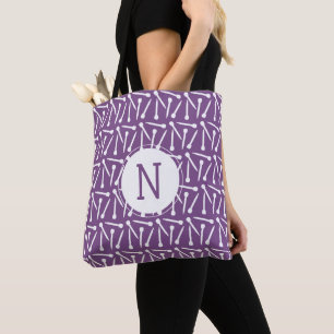 Knitting Needles Initial Crafts {Dark} Tote Bag
