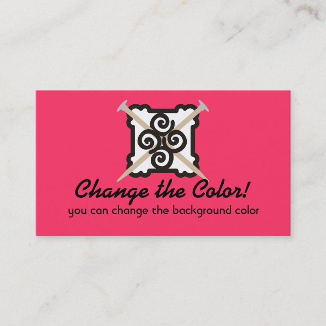 Knitting needles yarn custom colour business card (Front)