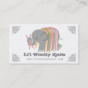 Knitting needles yarn elephant woolly mammoth card