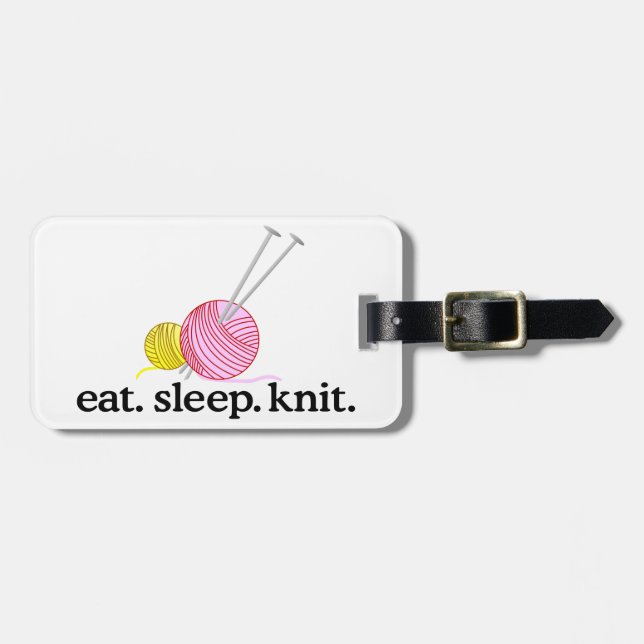 Knitting Needles & Yarn Luggage Tag (Front Horizontal)