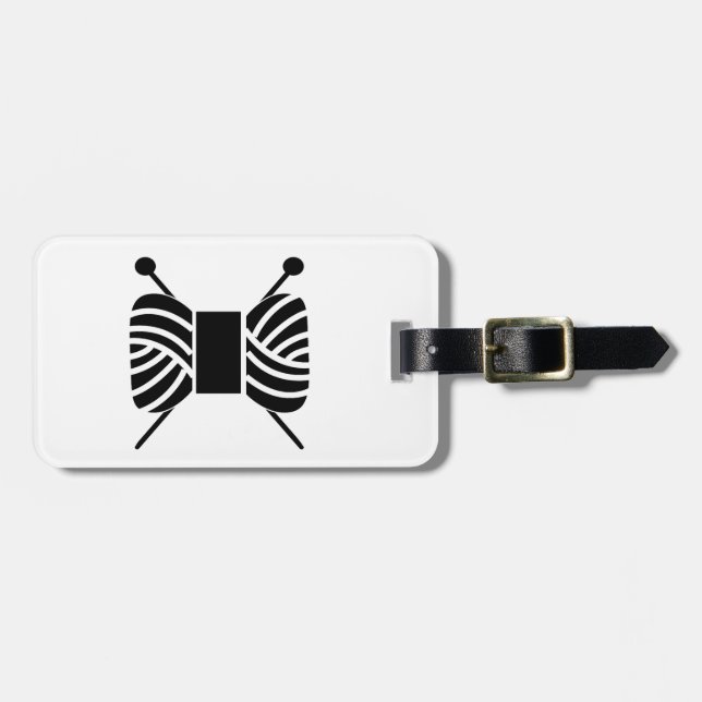 Knitting Needles & Yarn Skein Crafts Luggage Tag (Front Horizontal)