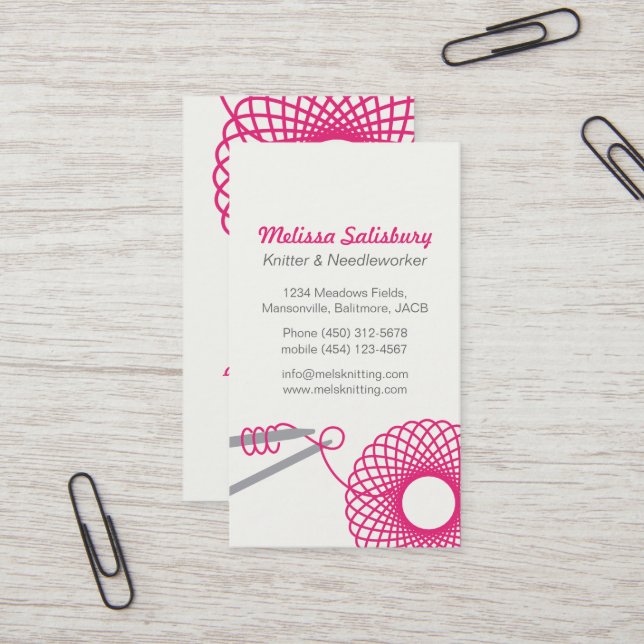 Knitting needlework business cards (Front/Back In Situ)