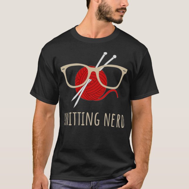 Knitting Nerd Funny Grandma Mum Knit Needles T-Shirt (Front)