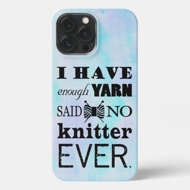 Knitting Not Enough Yarn Crafts Watercolor Texture iPhone Case (Back)