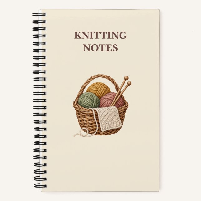 Knitting Notes Cosy Yarn Basket Notebook (Front)