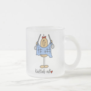 Knitting Nut T-shirts and Gifts Frosted Glass Coffee Mug