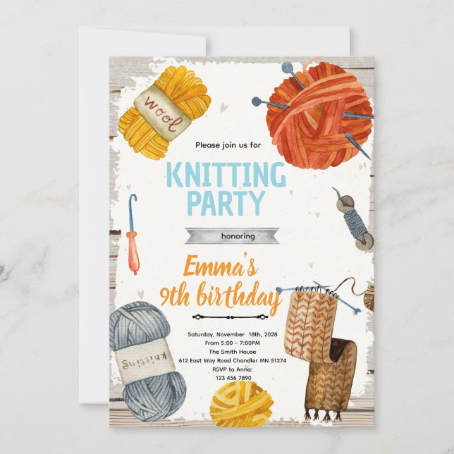 Knitting party invitation (Front)