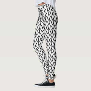 Knitting Pattern Black and White Decor on Leggings