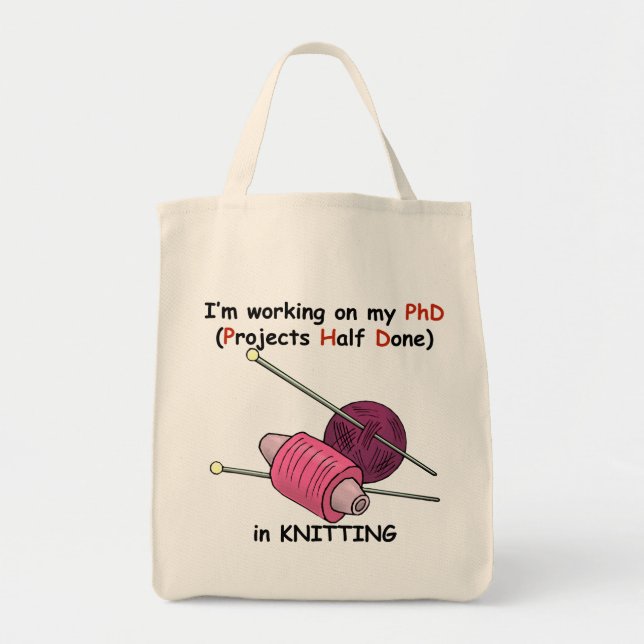 Knitting PhD Tote Bag (Front)