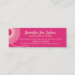 Knitting pink cream skinny business cards