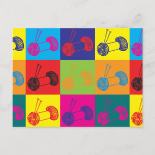 Knitting Pop Art Postcard