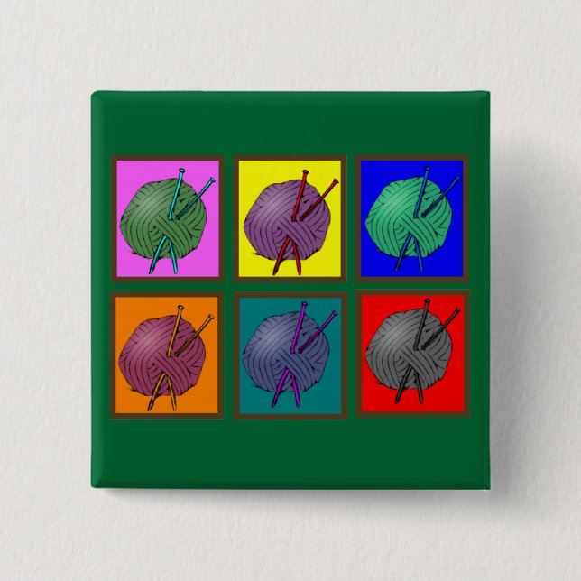 Knitting Popart Gifts 15 Cm Square Badge (Front)