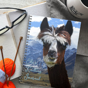 Knitting Project Notes Llama Face Notebook