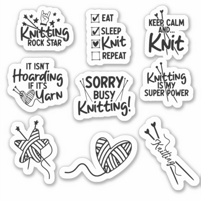 Knitting quotes sticker sheet (Front)