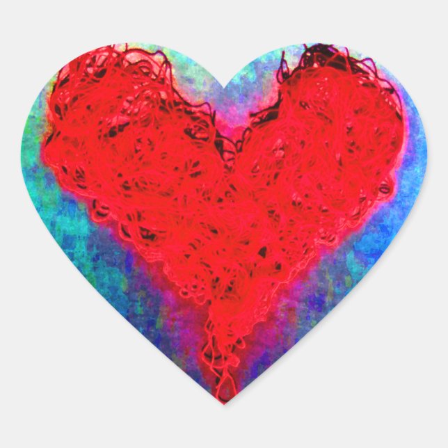 Knitting Red Craft Yarn Love Heart Valentine Gift Heart Sticker (Front)