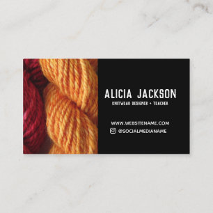 Knitting Red Orange Black Yarn Personalised Business Card