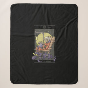 Knitting Sewing Hermit Tarot Card Crochet Quilting Sherpa Blanket