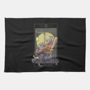 Knitting Sewing Hermit Tarot Card Crochet Quilting Tea Towel