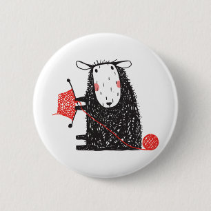 Knitting Sheep 6 Cm Round Badge