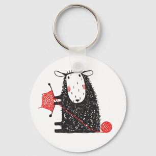 Knitting Sheep Key Chain