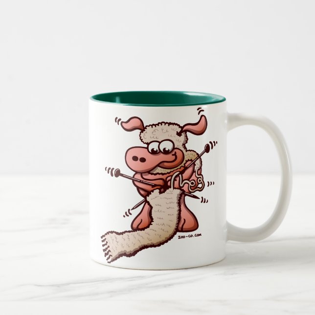 Knitting Sheep Two-Tone Coffee Mug (Right)