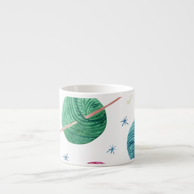Knitting theme, watercolor seamless pattern. espresso cup (Front)
