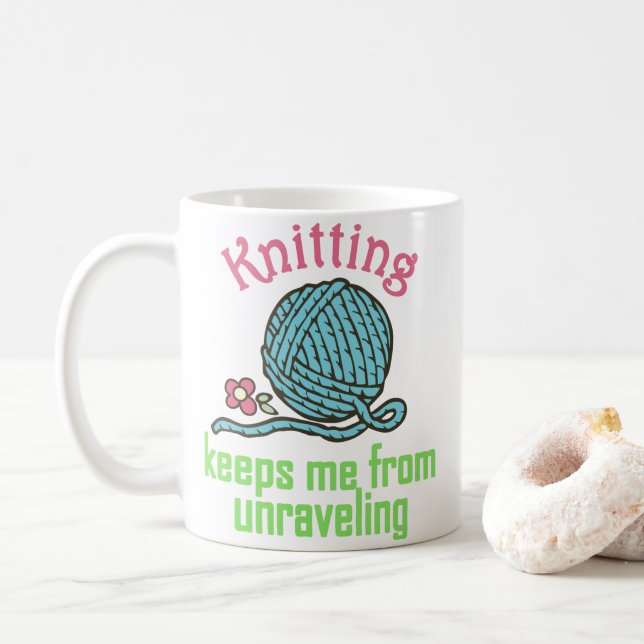 Knitting Therapy Coffee Mug (With Donut)
