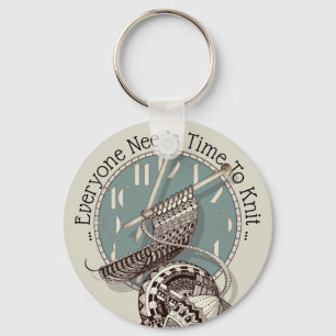 Knitting Time Doodle Art Illustration Key Ring