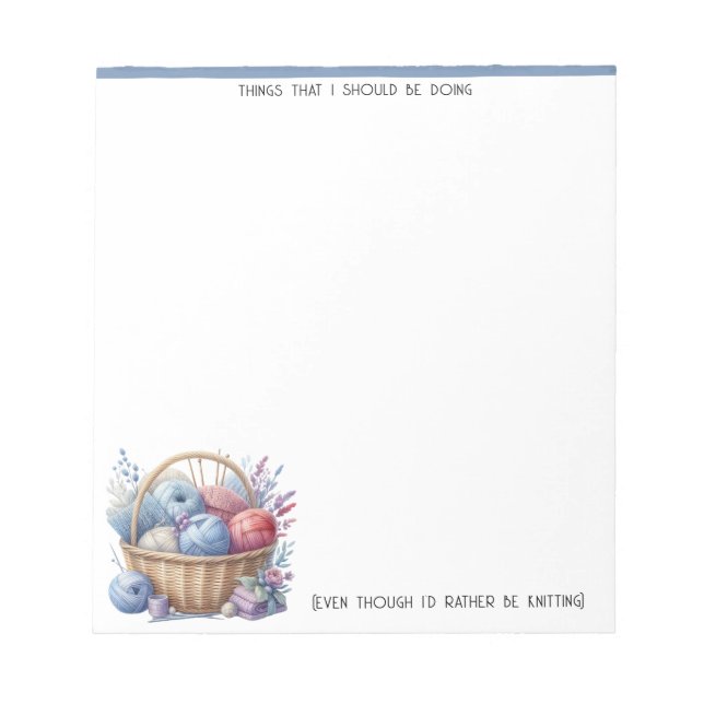 Knitting To-Do List Notepad For Crafters (Front)