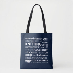 Knitting Tote Bag   Knitter's Word Collage