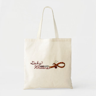Knitting Tote with Red Scarf Design Geeky Knitters Bag