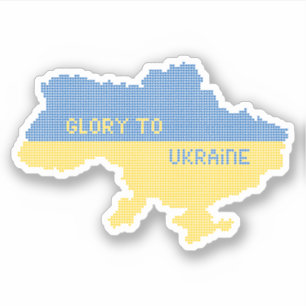 Knitting Ukrainian state map text Glory to Ukraine