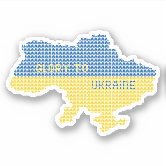 Knitting Ukrainian state map text Glory to Ukraine (Front)